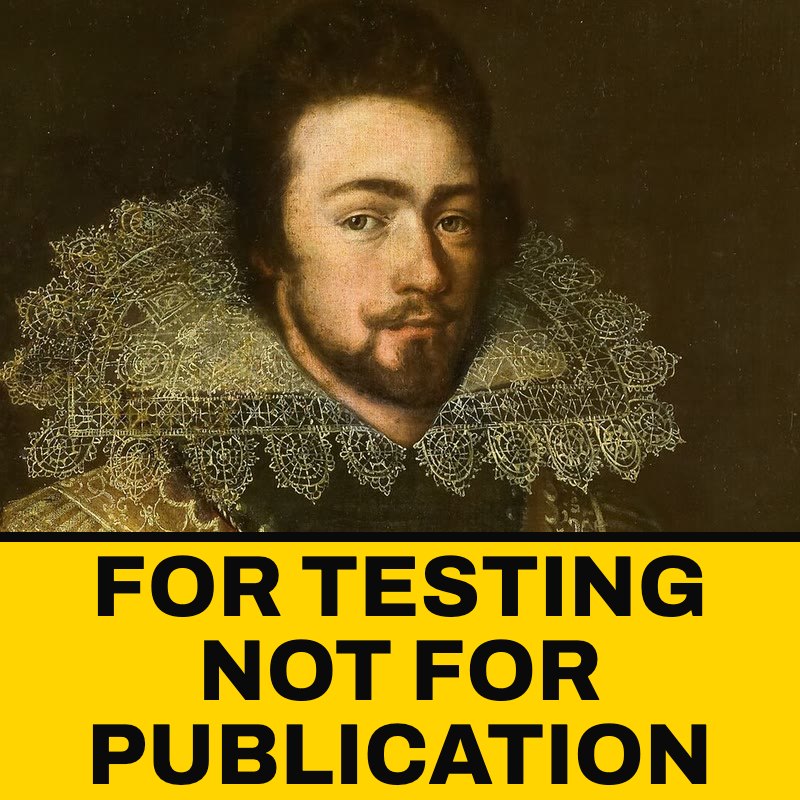 Test portrait 1. A public-domain museum portrait of an anonymous sitter, oil on canvas, 1615, with a band across the lower third reading FOR TESTING — NOT FOR PUBLICATION.