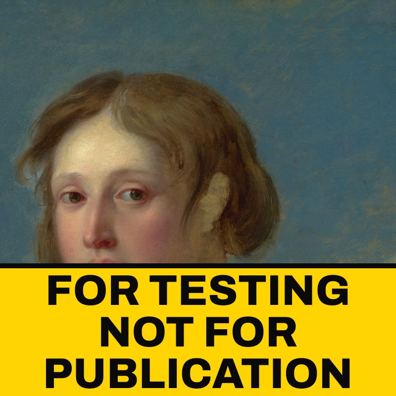 Test portrait 2. A public-domain museum portrait of an anonymous sitter, unfinished oil, 19th century, with a band across the lower third reading FOR TESTING — NOT FOR PUBLICATION.